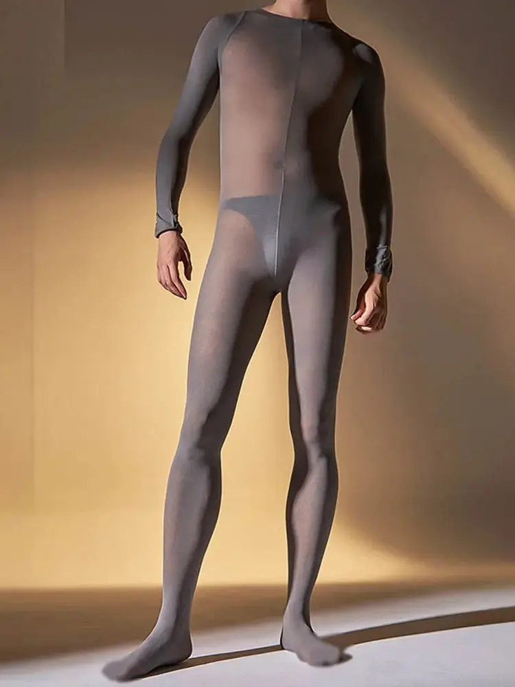 120D Nylon Velvet Fingers Bodystocking Penis Sheath Bodysuit Catsuit Tights