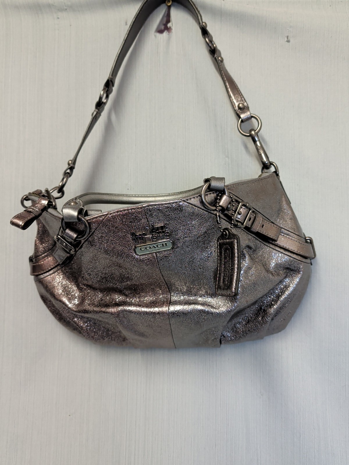 Coach Madison Sophia Metallic Satchel Handbag Silver/ Rose Gold