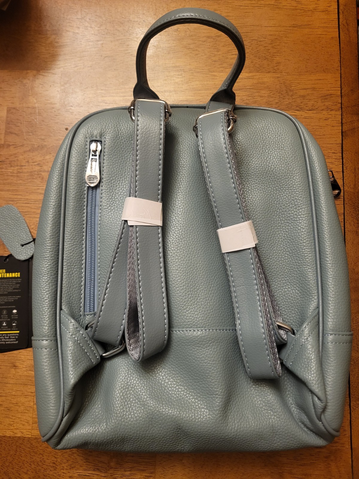 NWT BOSTANTEN Slate Blue Pebbled Leather Backpack 13 x 11 Inches