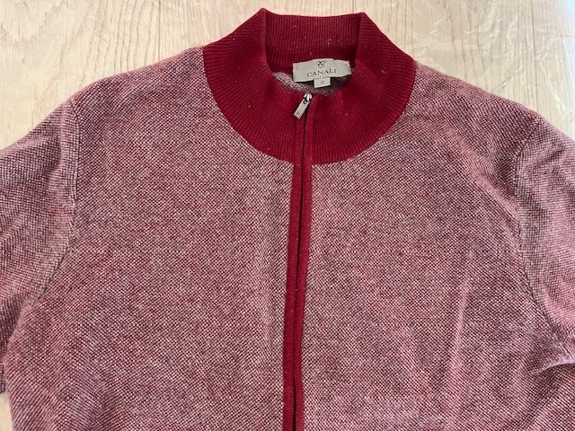 Canali Men 100shmere Burgundy Cardigan Sweater Size IT 52 Large Made in Italy