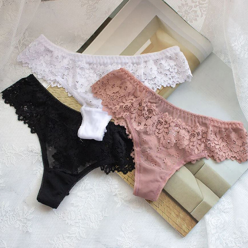 Pack Of 5 Sexy Womens Panties Thongs Sheer Lace Thongs String Bikinis Intimates