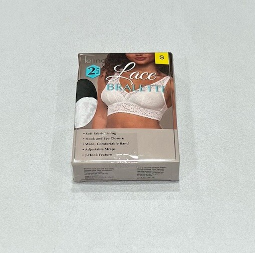 Felina Women’s 2-Pack Lace Bralette, White & Black, Size S