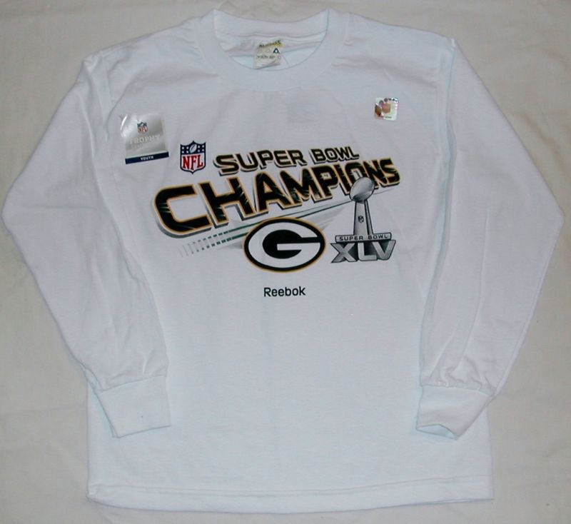 GREEN BAY PACKERS SUPERBOWL XLV CHAMPIONS T SHIRT YOUTH S/S L/S NWT S M L XL NWT