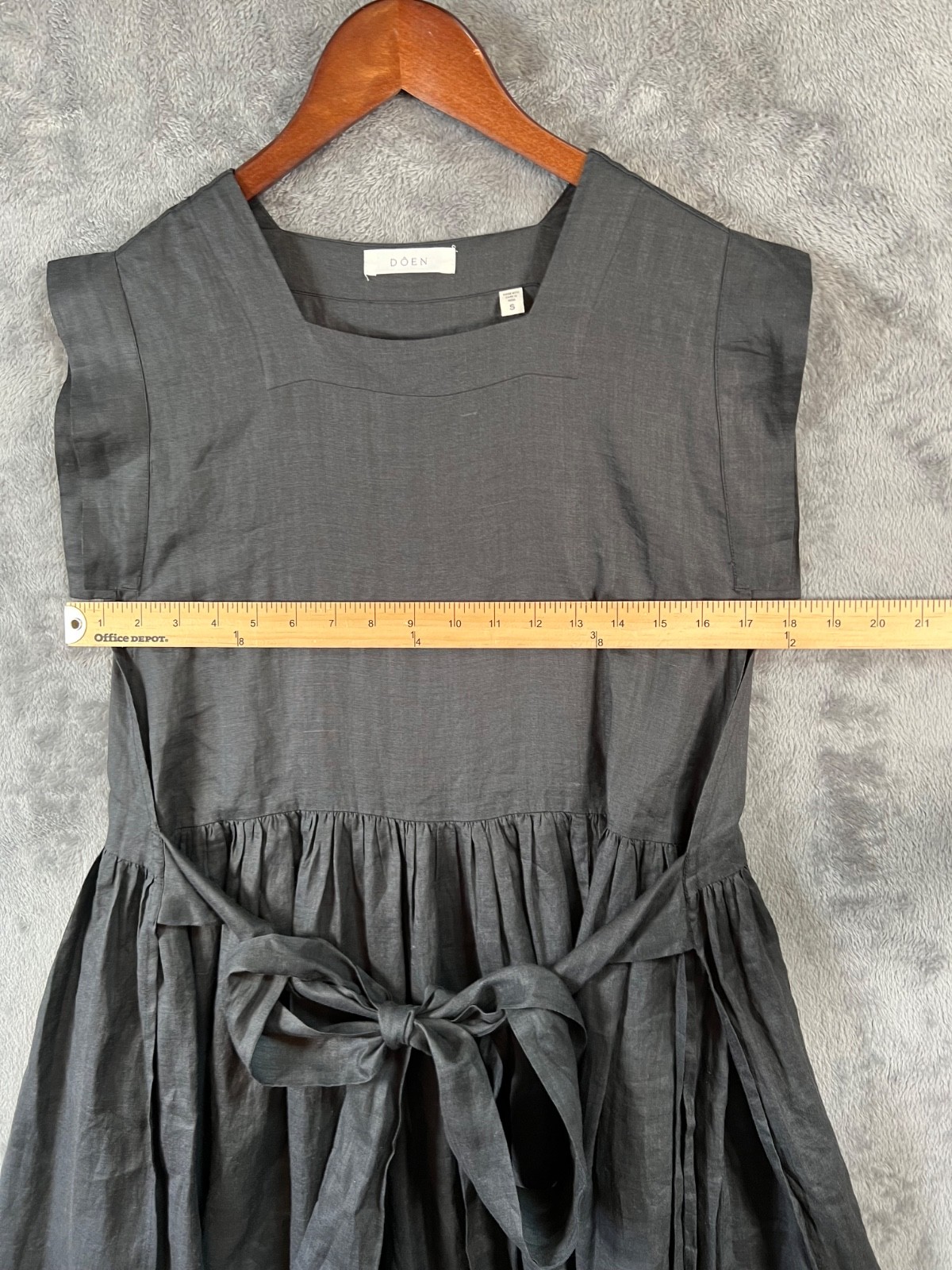 Doen Pacifica Wrap Dress Small Black 100% Ramie Romantic Boho Chic