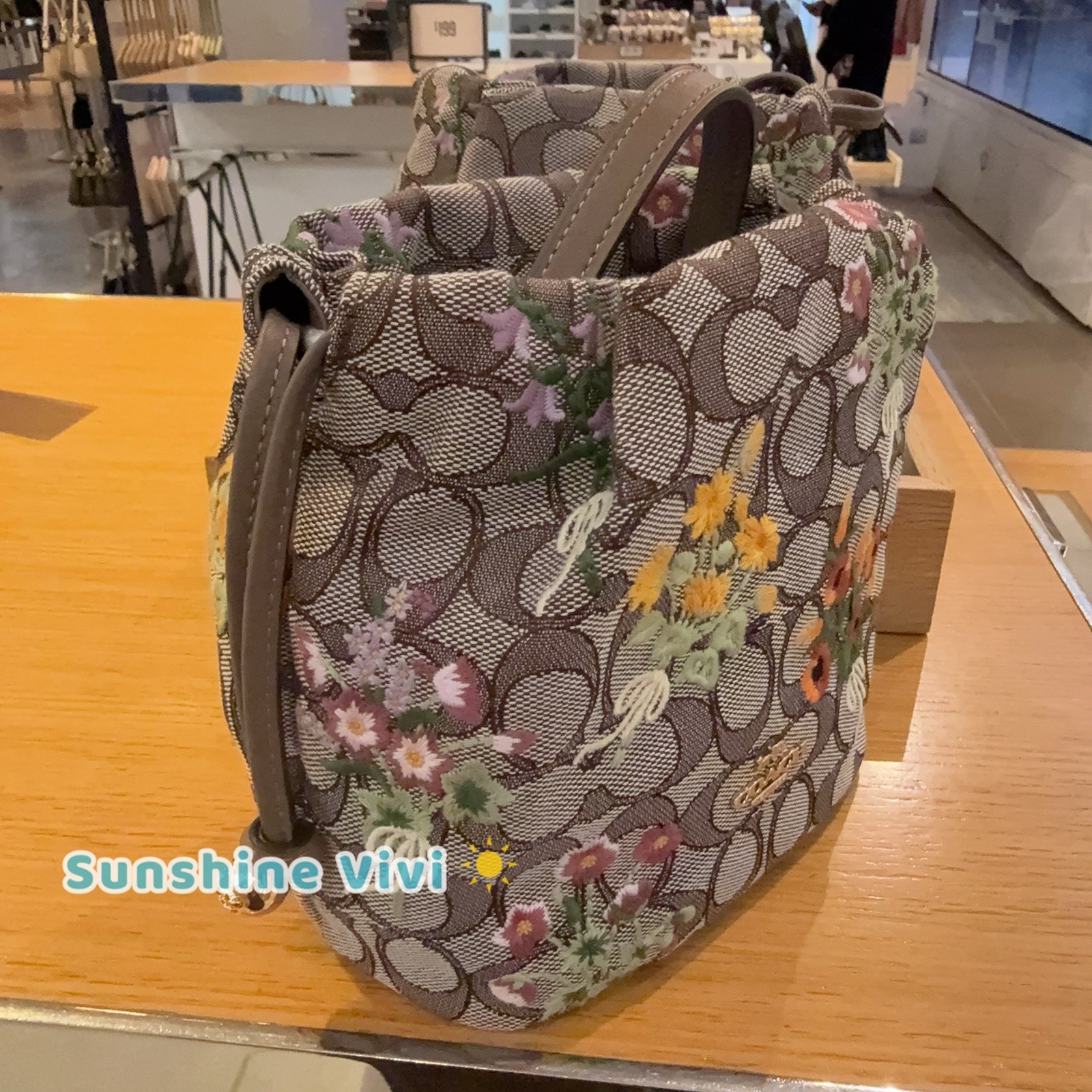 NWT Coach Faye Mini Drawstring Bag Signature Jacquard Floral Embroidery CDZ94