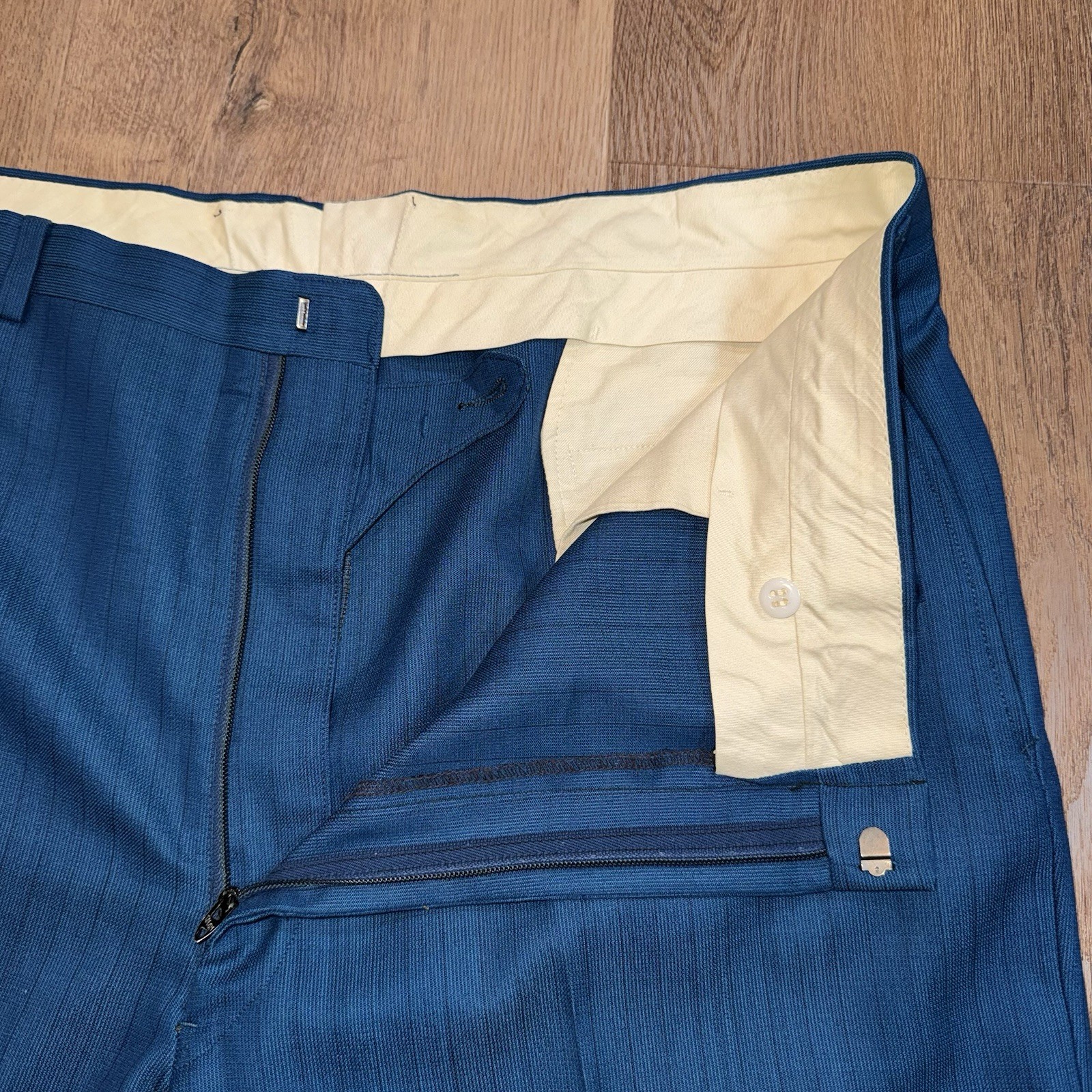 Vtg 50s 60 Sears Suit Mens 46 Long Jacket 40 28 Pants Kings Crown MCM Wool Blue
