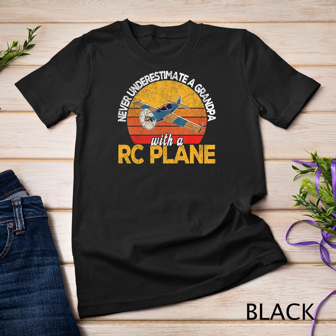 Funny RC Plane Grandpa Model Airplane Pilot Retro T-Shirt Unisex T-shirt