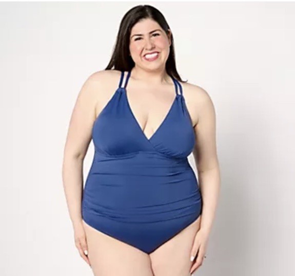 Jantzen Women’s 18W Swimsuit Strappy Back Blue NWT TUMMY CONTROL