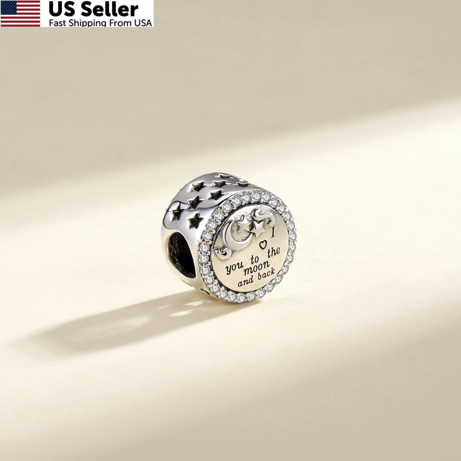 Linorui 925 Sterling Silver 0.86 inches, I Love You to The Moon and Back