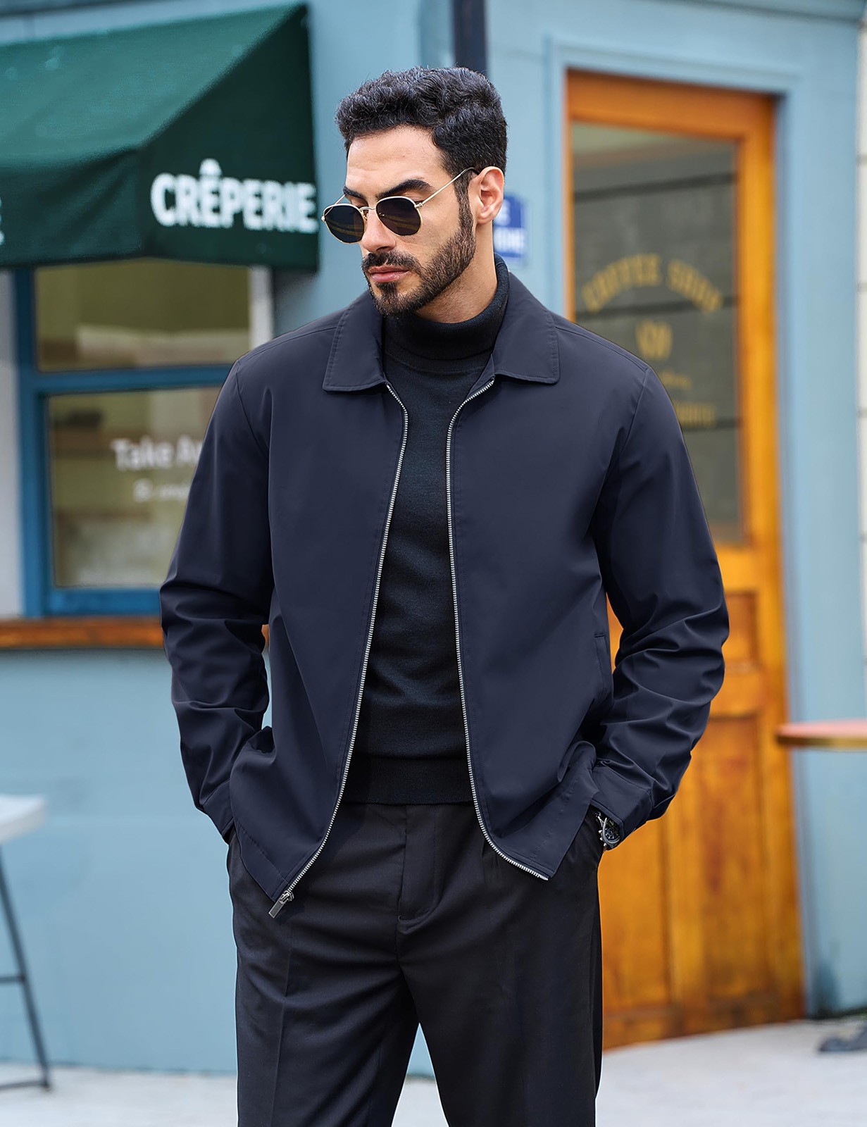 Men’s Lightweight Bomber Jacket Full-Zip Spring Fall Track Coat Casual Outwear