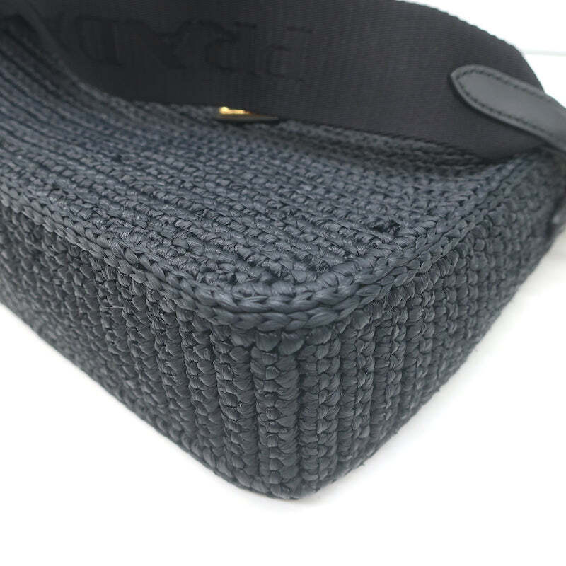 Prada Re-Edition 2005 Crochet Raffia Crossbody Black Small Shoulder Bag NEW