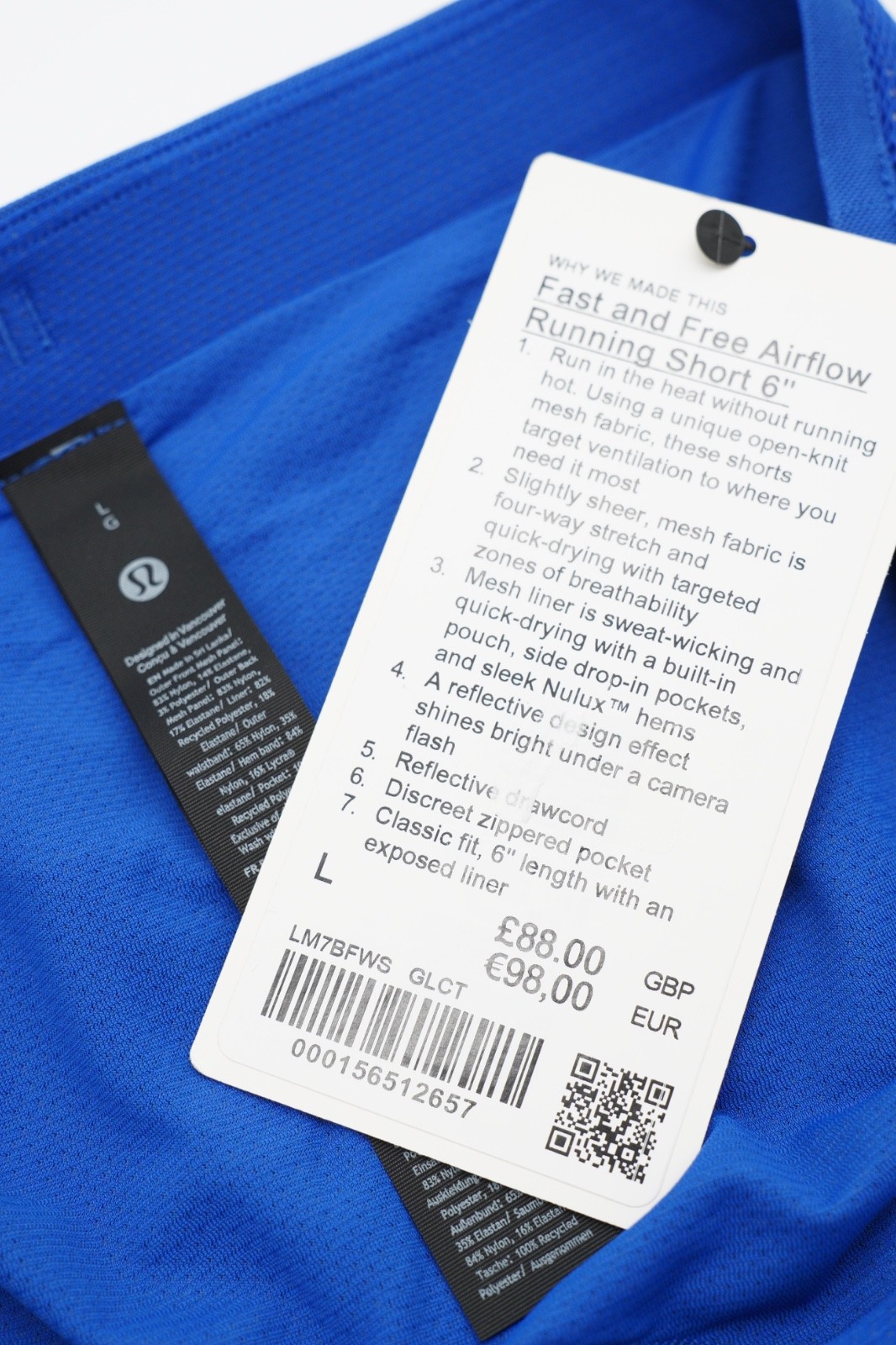 Lululemon Fast and Free Airflow Running Shorts 6 inches Large Mens Blue 1267