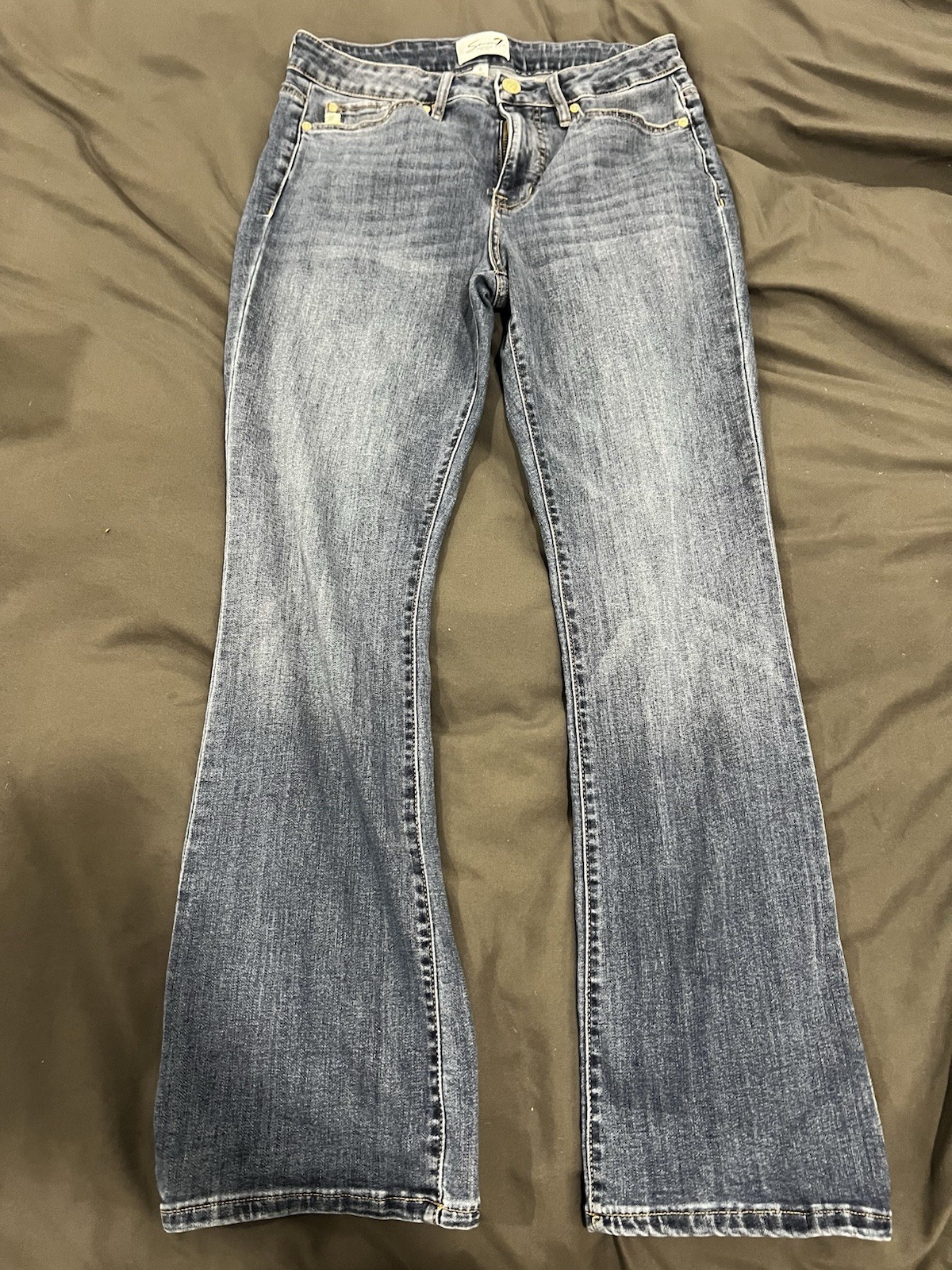 Seven7 Women’s Bootcut Blue Solid Denim Jeans Size 8 Regular