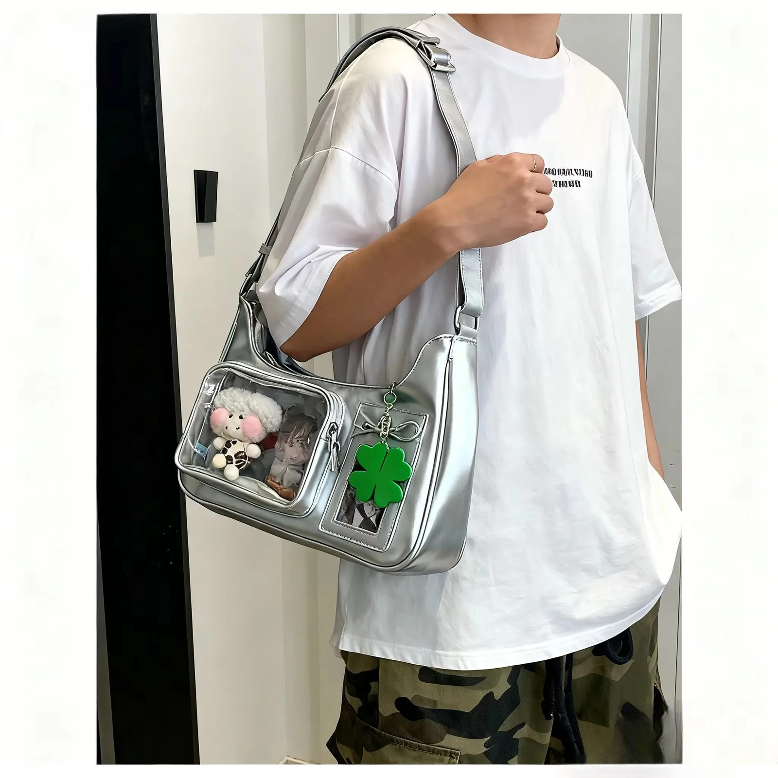 Y2k Harajuku Shoulder Bag Women Korean Transparent Ita Bag School Crossbody Bag