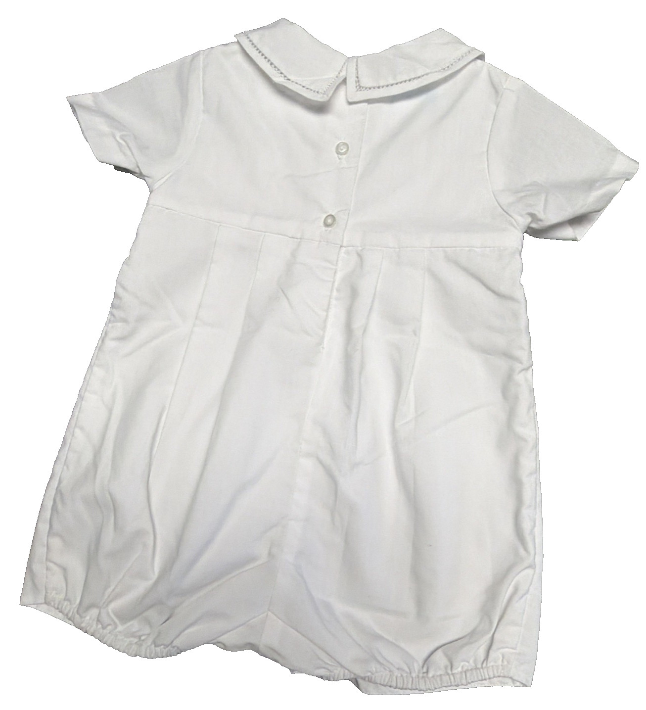 PETIT AMI White Christening Baptism Hand Smocked Romper Baby Boy Sz 6 Months