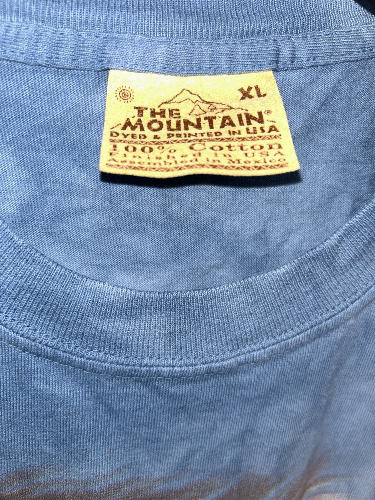 The Mountain Horse Graphic T Shirt Mens XL Blue Tie Dye Animals Nature Cotton