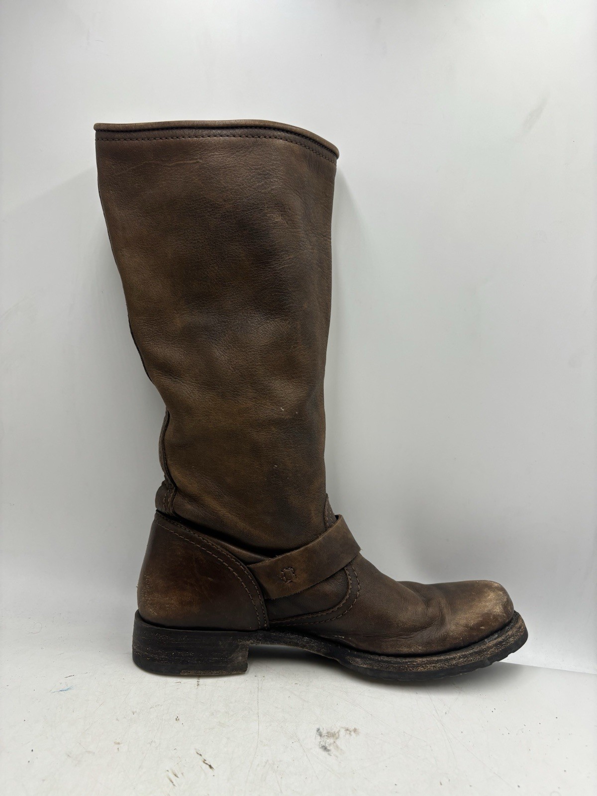 Frye Veronica Slouch Boots Women’s 8 B Brown Leather Tall Moto Riding Boots