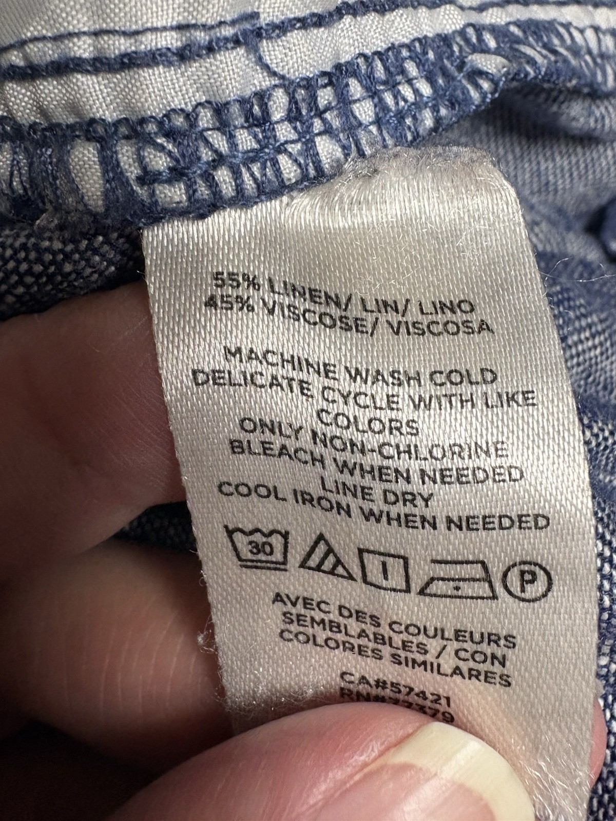 Ann Taylor Factory Linen Blend Pants Womens XLarge Blue Wide Leg Coastal Beach