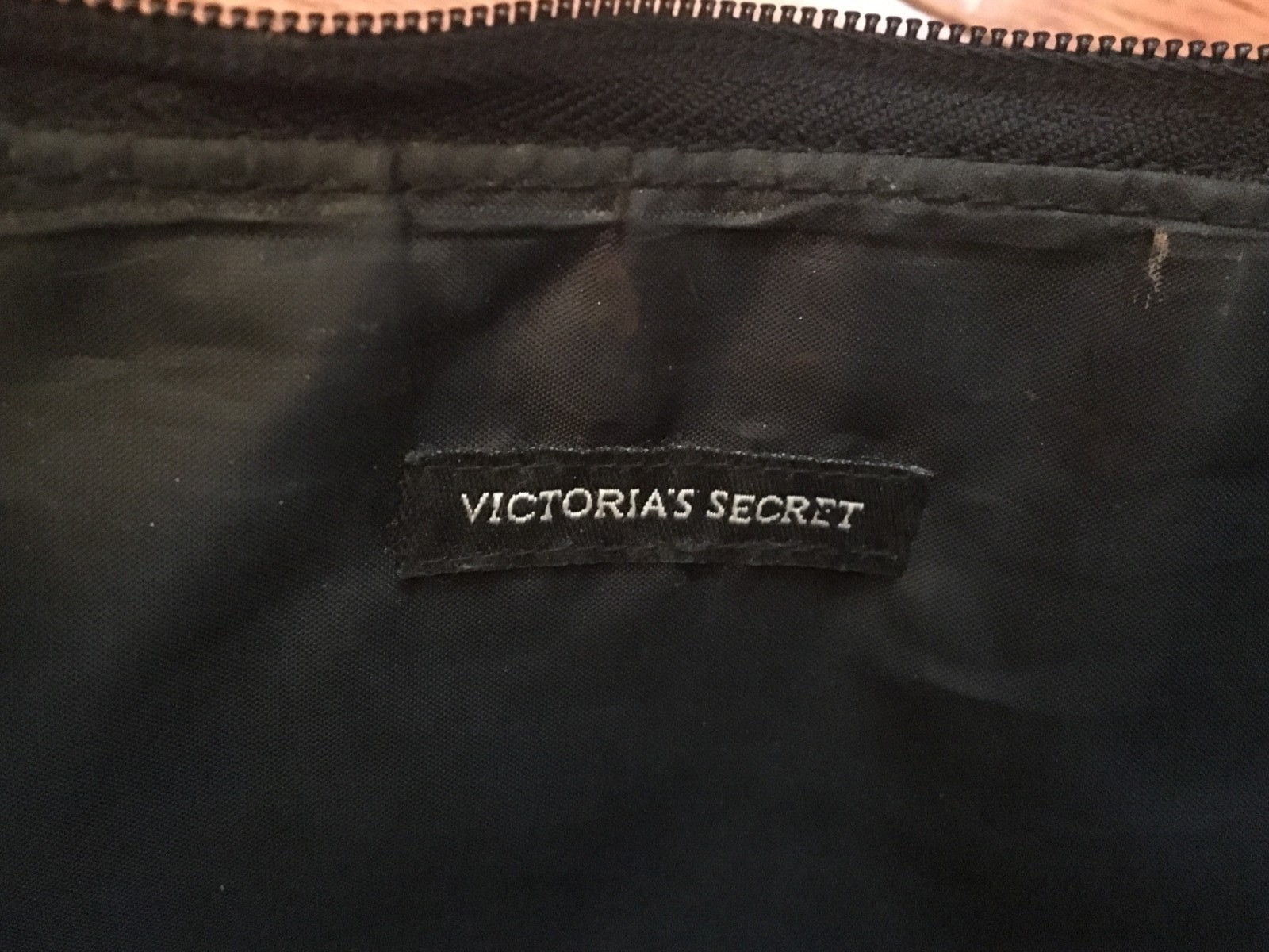 Victoria’s Secret Purse Black With White Stitching 10.5 Inches Wide Handle
