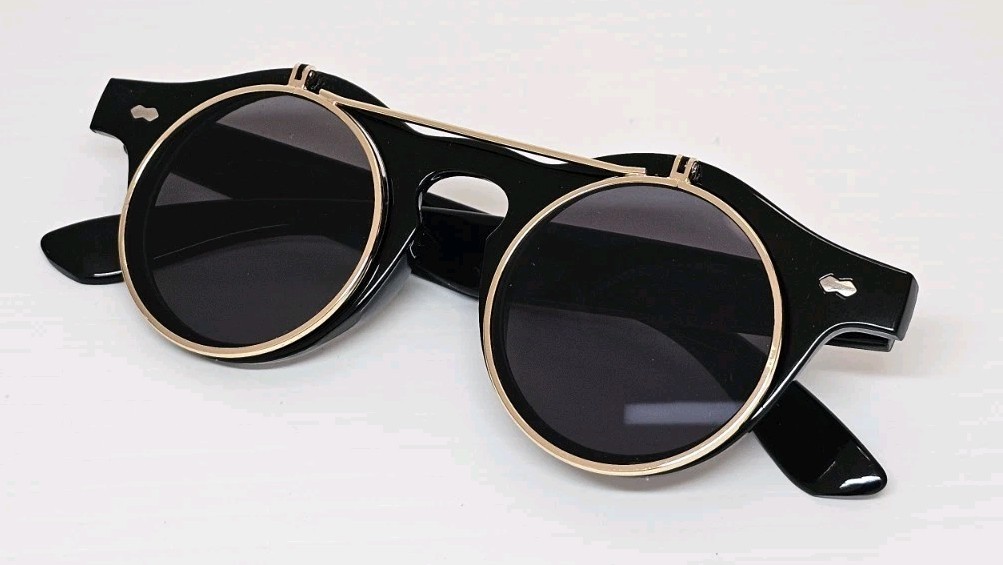 Trendy High Fashion Chic Flip Up Perfect Circle Round Sunglasses