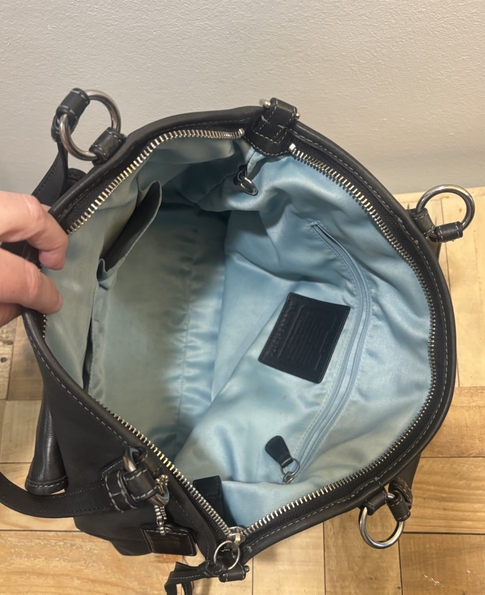 Coach Leah Black Leather Shoulder Bag 13172