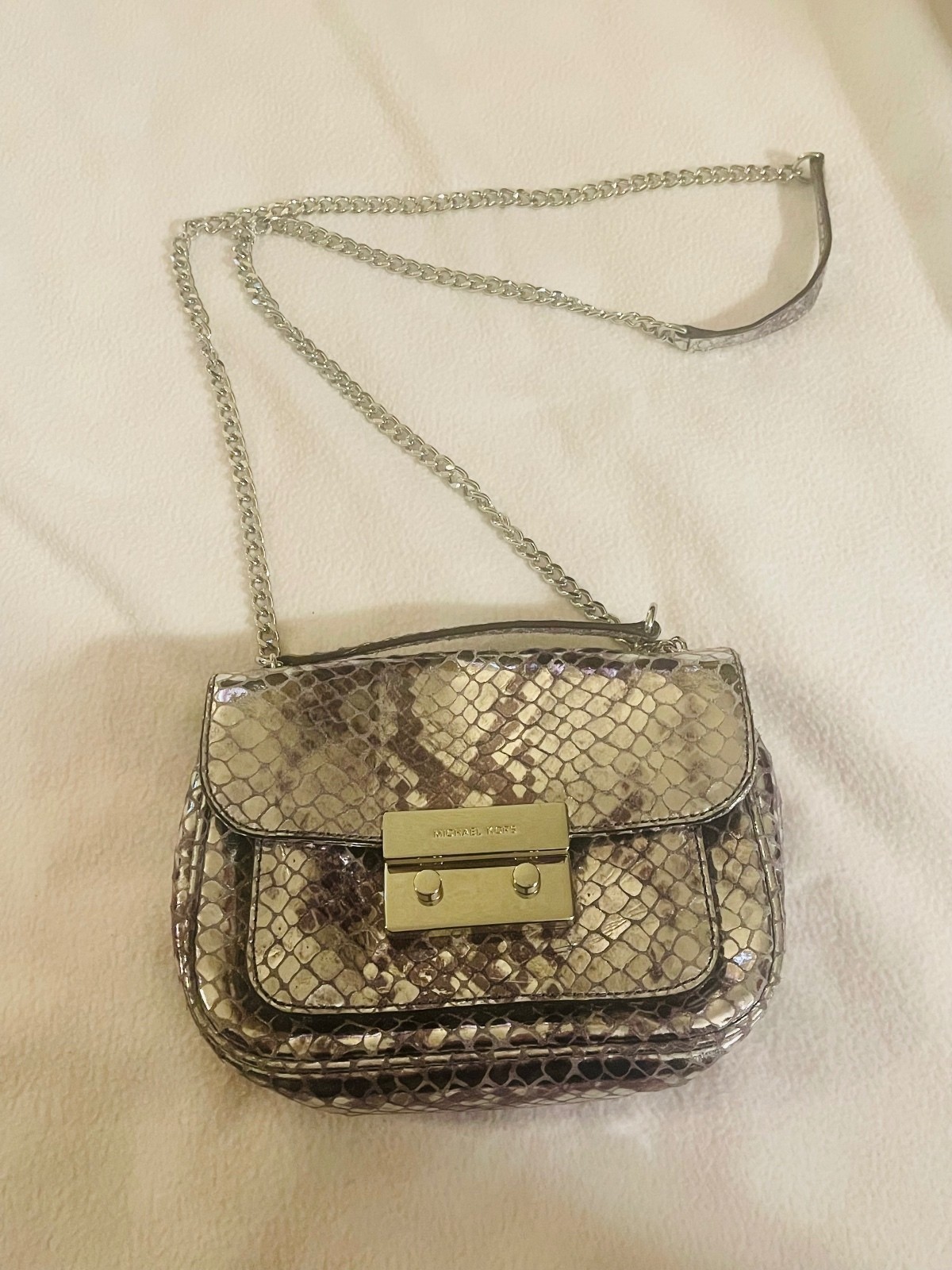 Michael Kors Small Crossbody Bag in Metallic Snakeskin Pattern