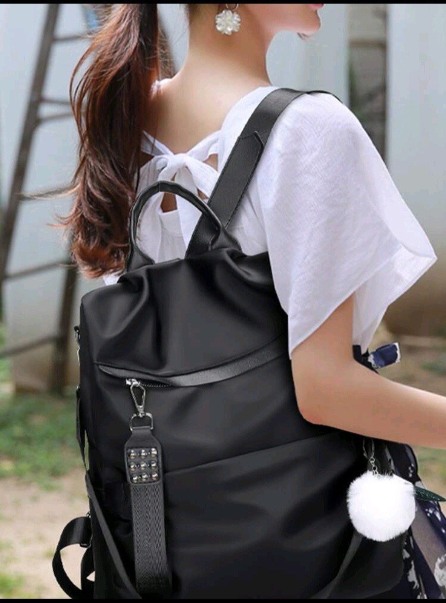 Women’s Anti-Theft Nylon Backpack Purse Waterproof Travel Shoulder Bag Black