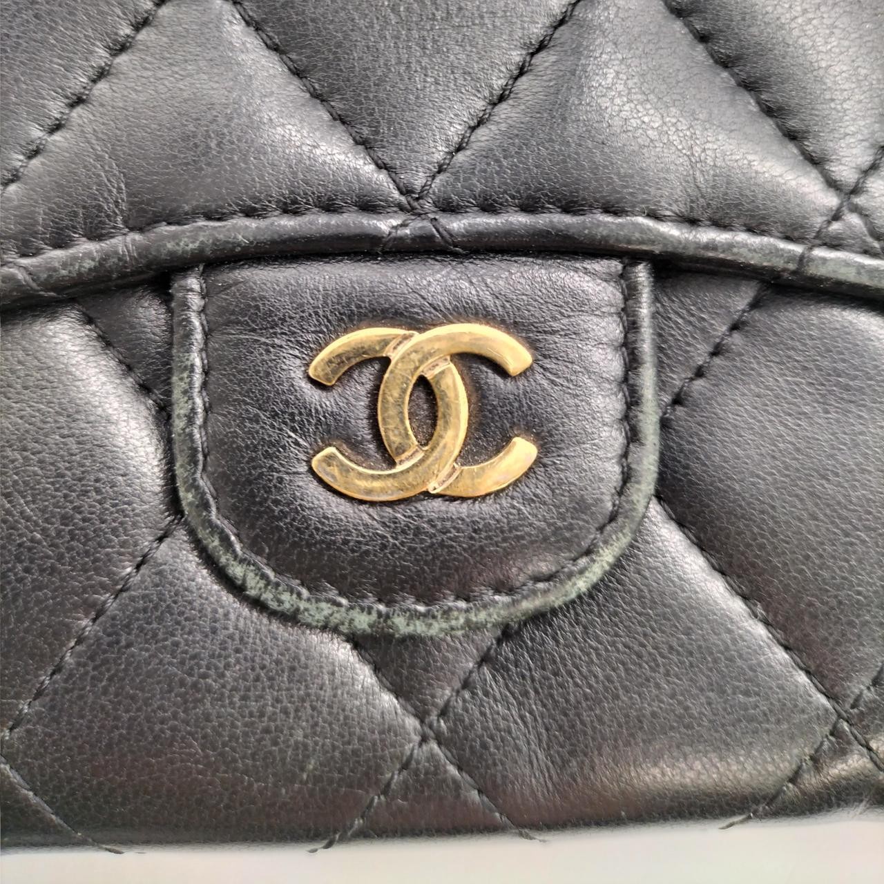 Chanel Matelasse Coin Case 11×8.3cm Leather Black Used