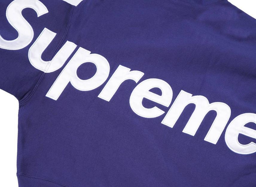 Supreme Satin Applique Hooded Sweatshirt Washed Navy