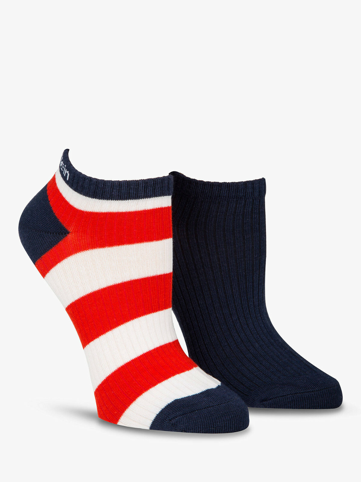 Calvin Klein Bold Stripe Liner Socks, Pack of 2, Red/Blue. One Size.