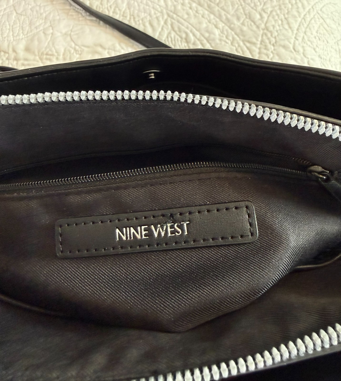 Nine West Purse Calandra Mini Dome Crossbody Purse Grey Black Bag