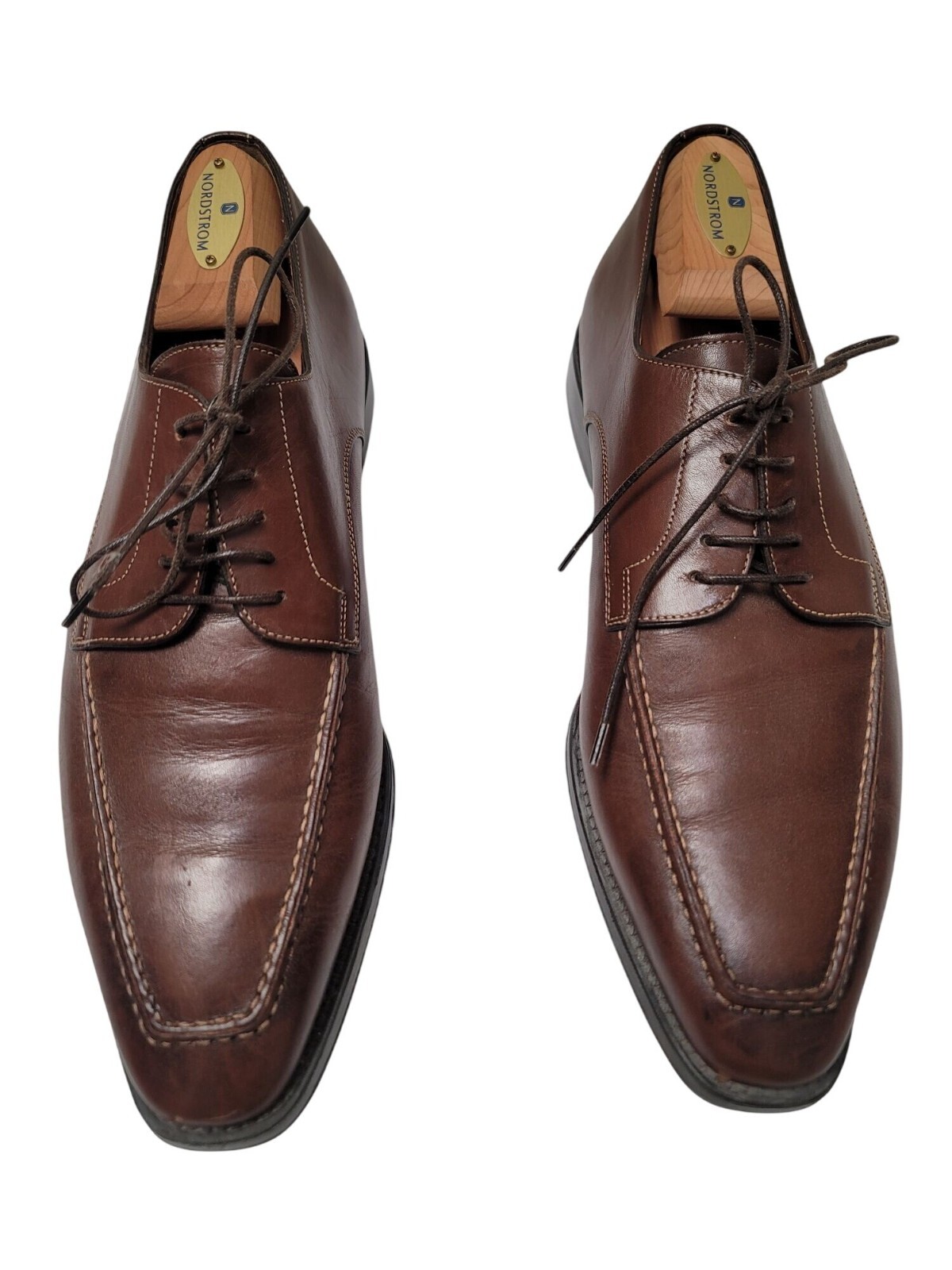 Santoni Men’s Oxfords Brown Leather Lace-Up Dress Shoes Size 8.5 EE