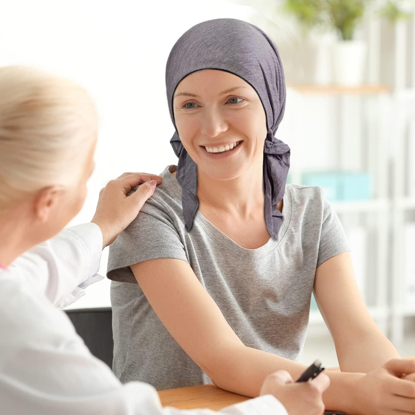 4 Pieces Soft Cotton Chemo Headwear for Women, Stretch Pre-Tied Style-1