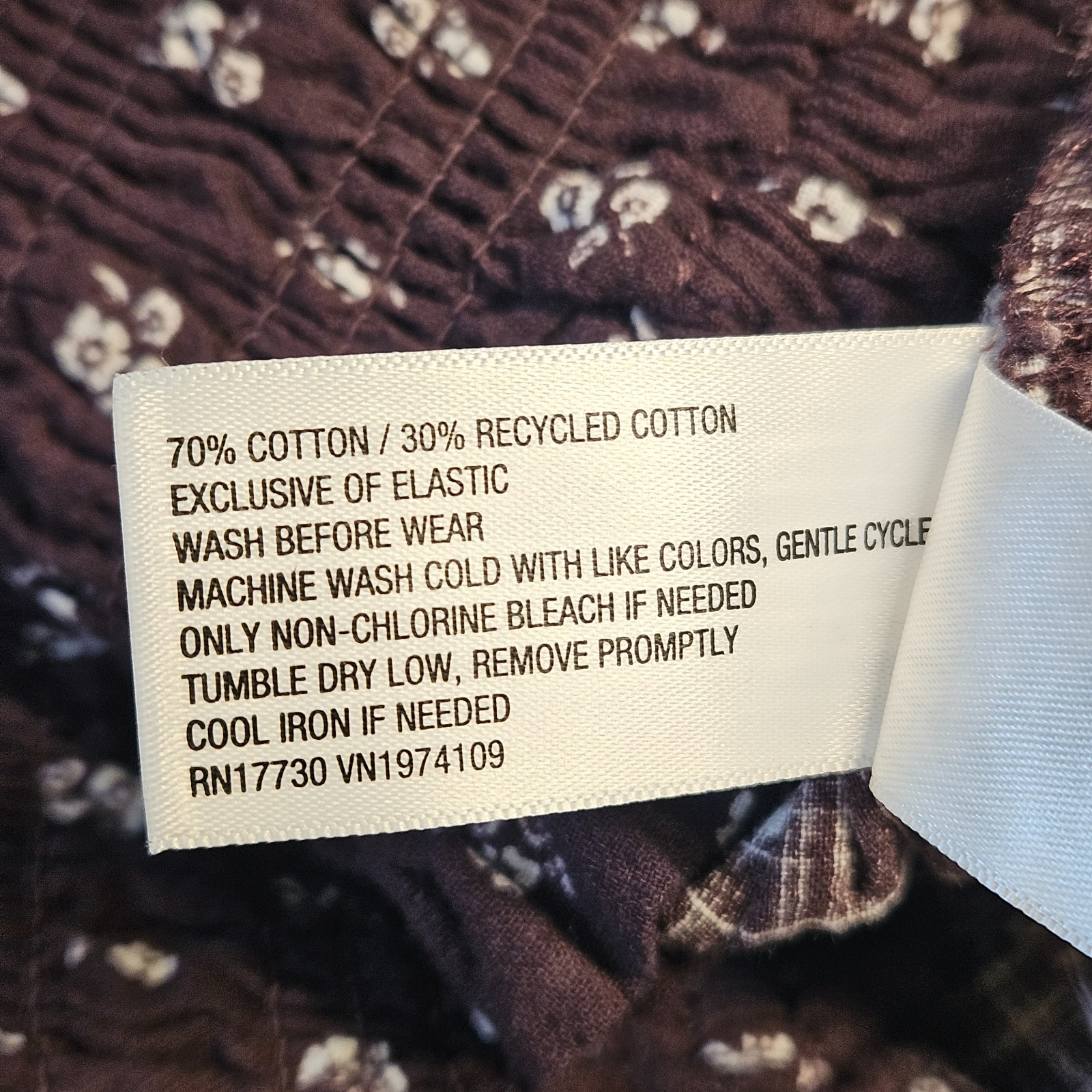 Universal Thread Dark Purple Brown Floral Smocked Waist Midi Skirt Womens Size M
