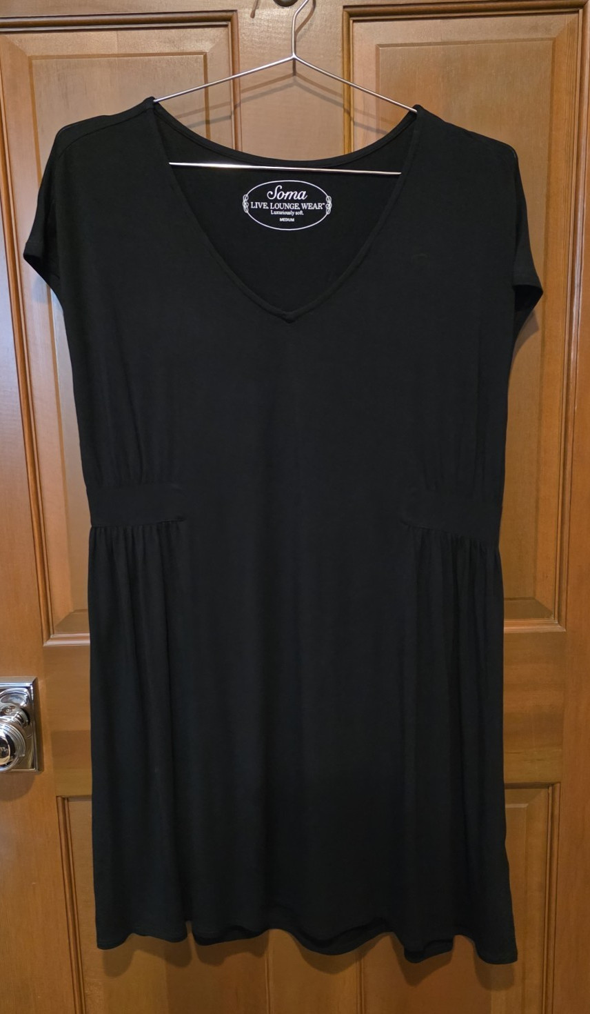 NEW Soma Live Lounge Wear BLACK MINI TOP COVER-UP SIZE M 95% RAYON – SPANDEX