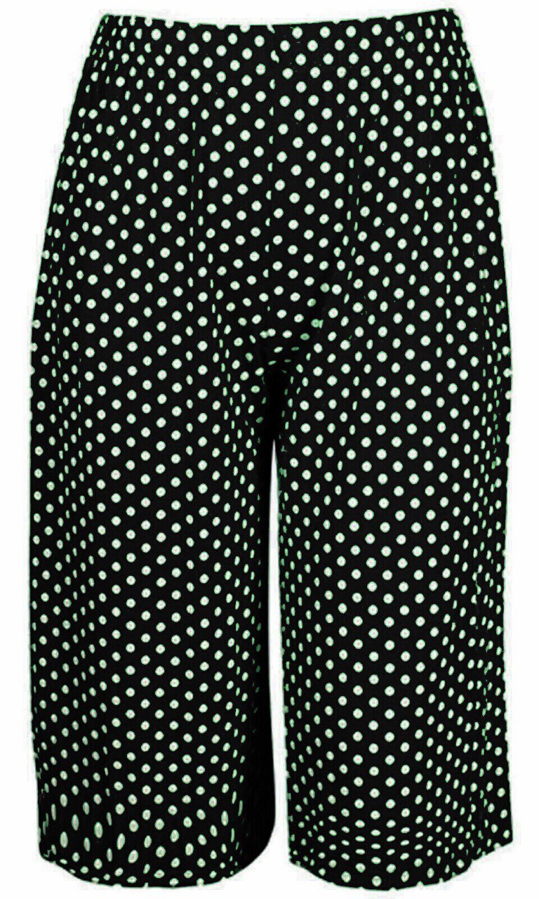Womens 3/4 Palazzo Trouser Ladies Elasticated Stretch Print Wide Leg Shorts 8-26