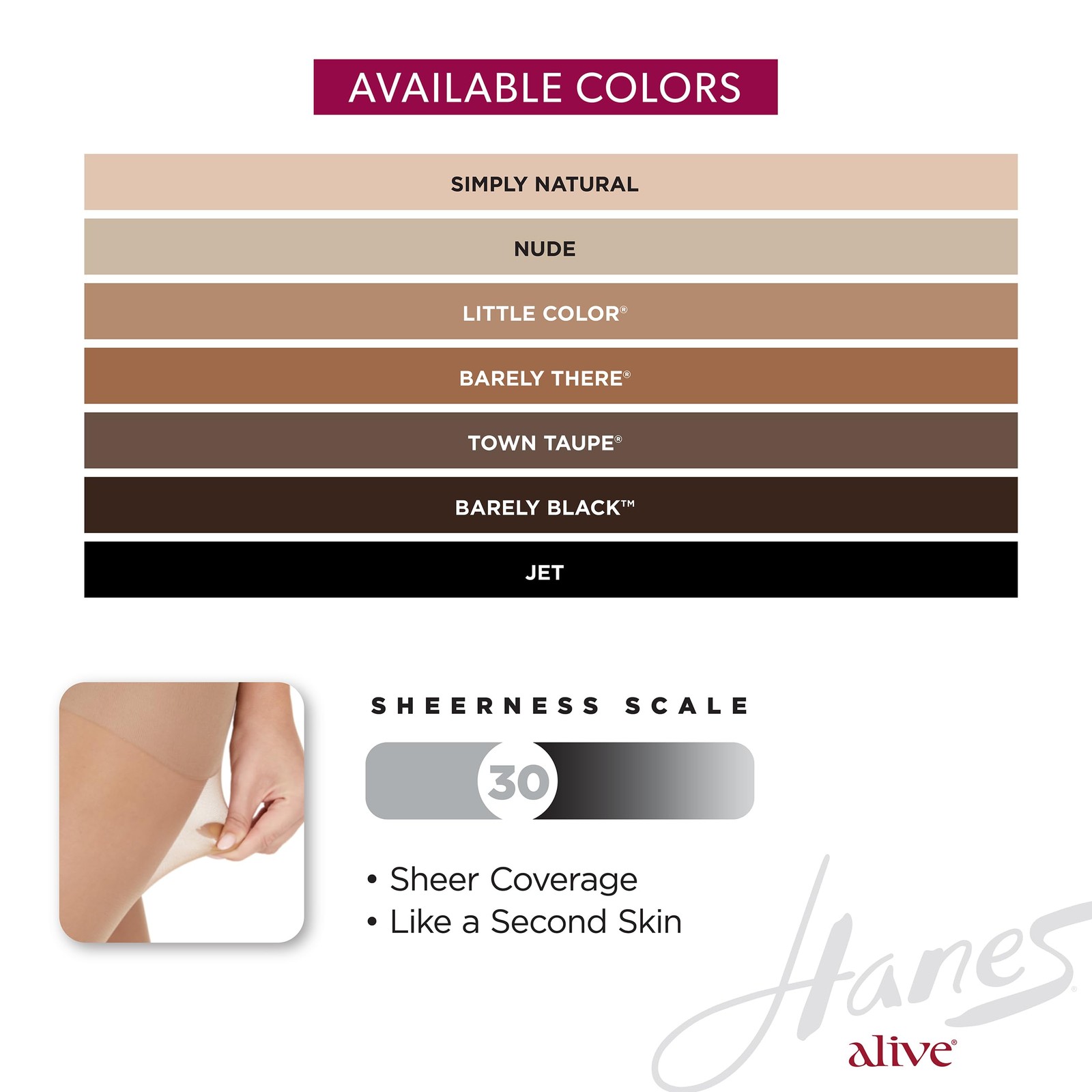 Hanes Alive Toe Sheer Pantyhose Barely Black Size F Pack of 1