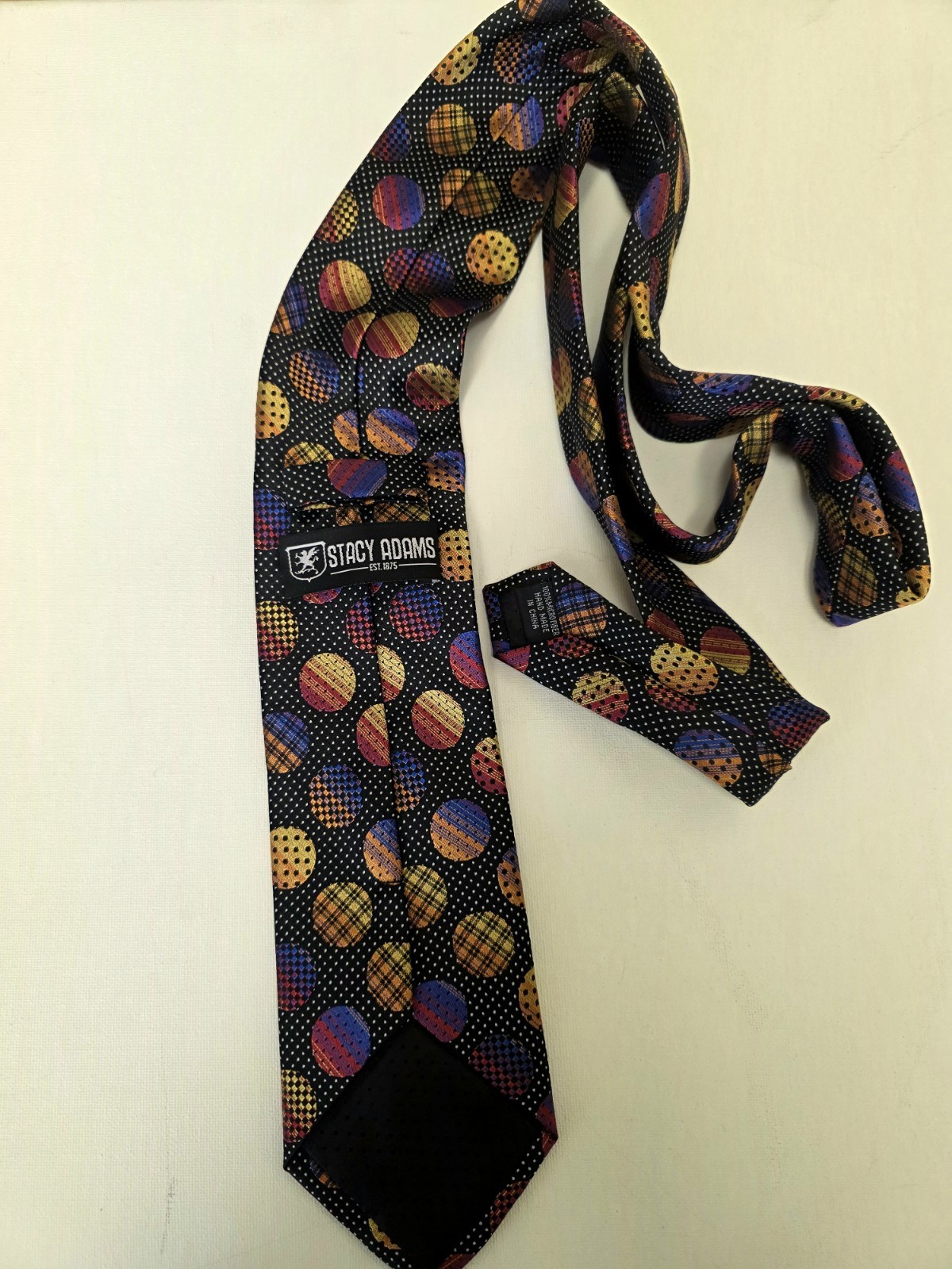 Stacy Adams Men’s Woven Silk Tie Black Multicolor Polka Dot One Size Pop Art