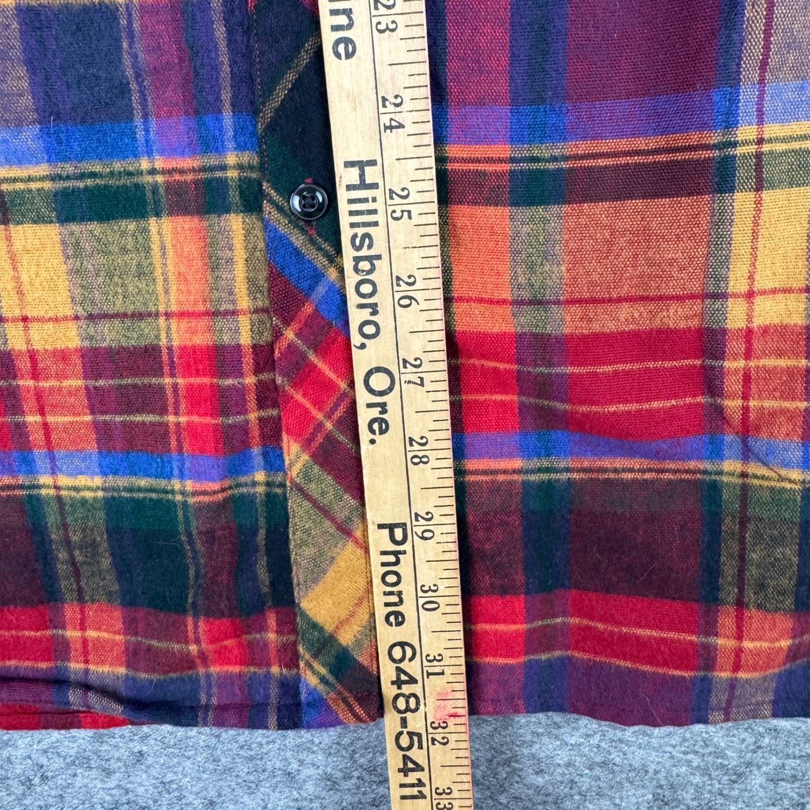 LL Bean Signature Archive Chamois Cloth Shirt XL Red Orange Plaid 502361