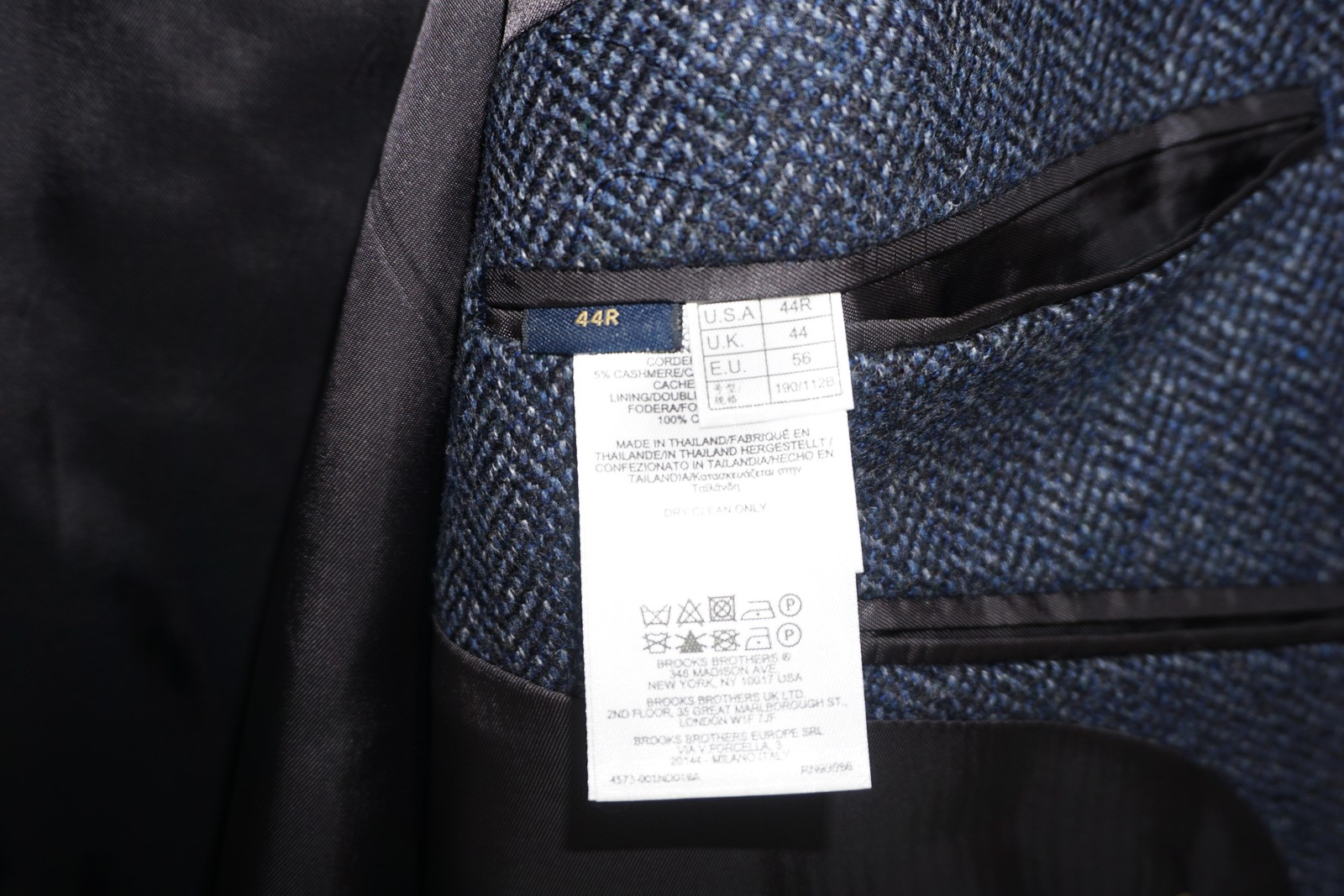 Brooks Brothers Madison Blue Herringbone Tweed Wool Sport Coat Men’s 44R