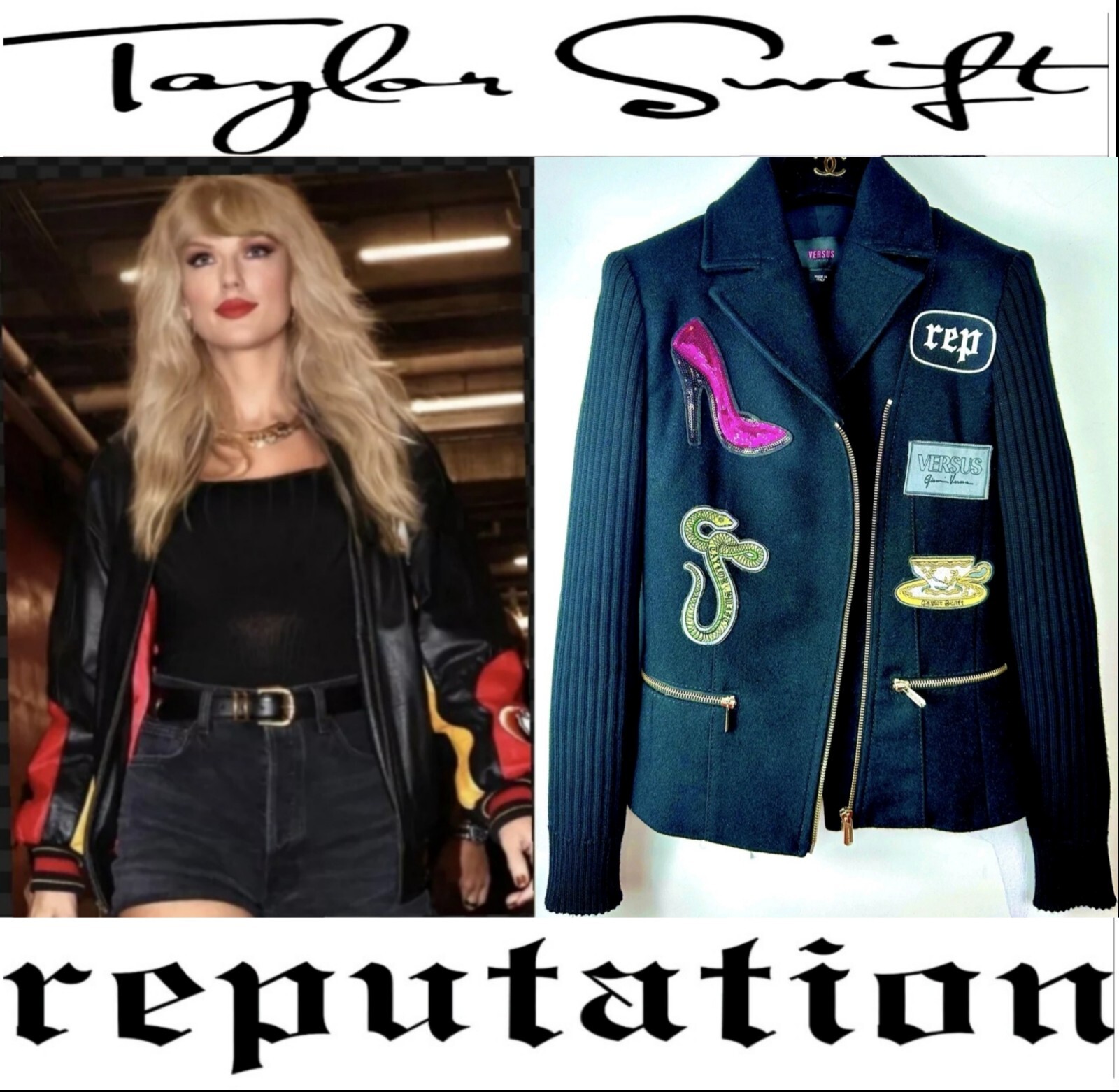 Versace Taylor Reputation Snake Patch Concert Jacket 38 40 2 4 Costume Top XS S