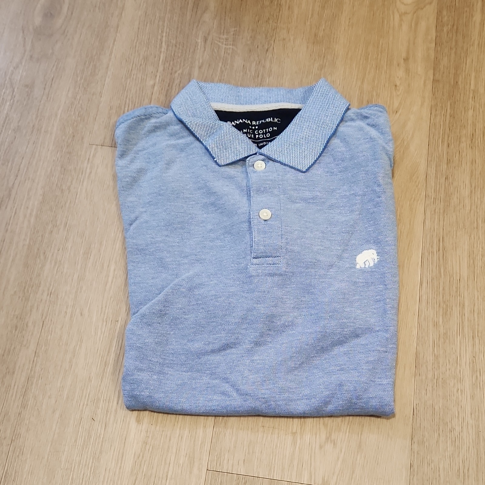 Banana Republic Organic Cotton Pique Polo Shirt Blue Short Sleeve Men’s M