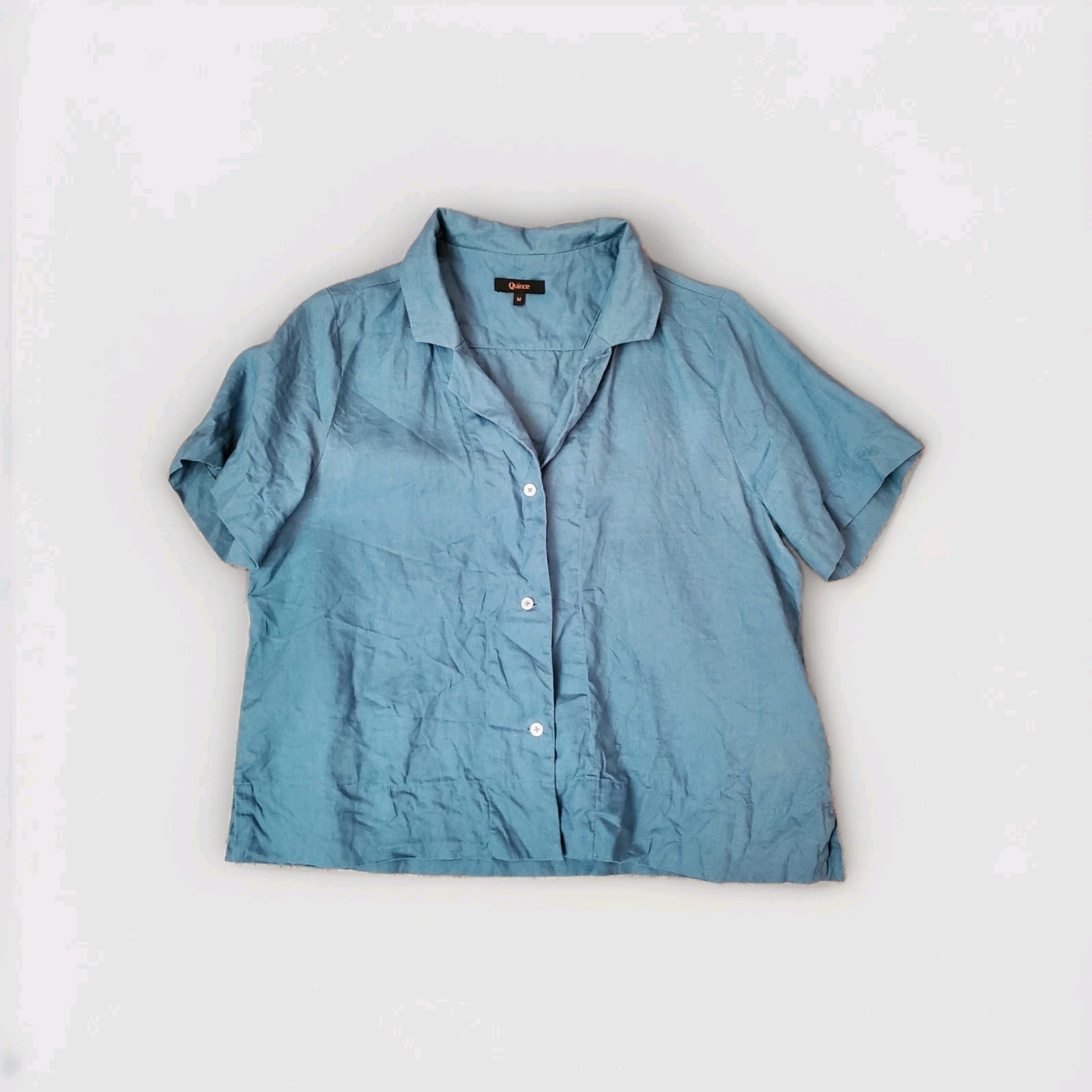 Limited Edition Mineral Blue Quince 100% European Linen Women’s Shirt Medium