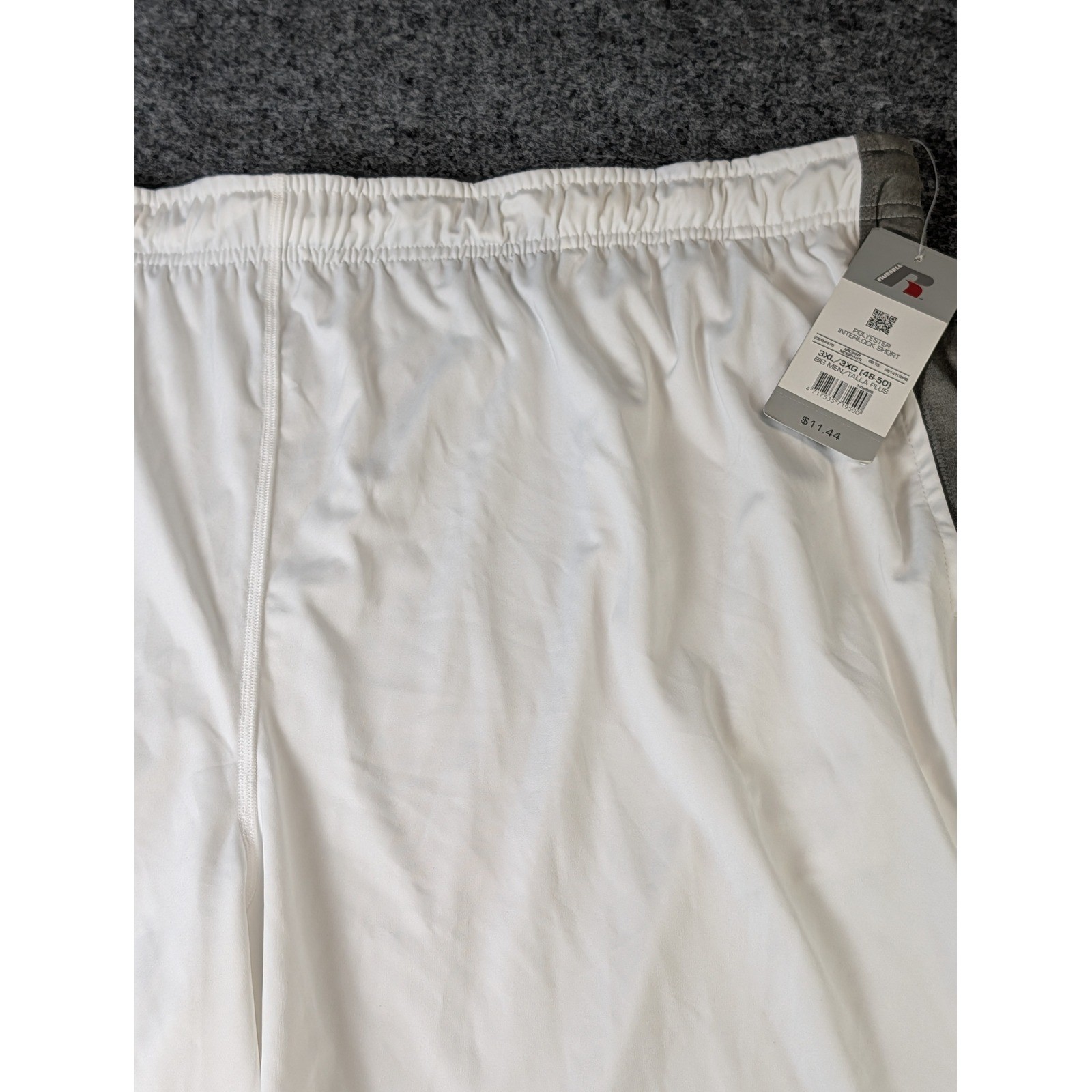 Russell Dri-Power 360 Mens Interlock Shorts White Grey 3XL RS14102HB NEW