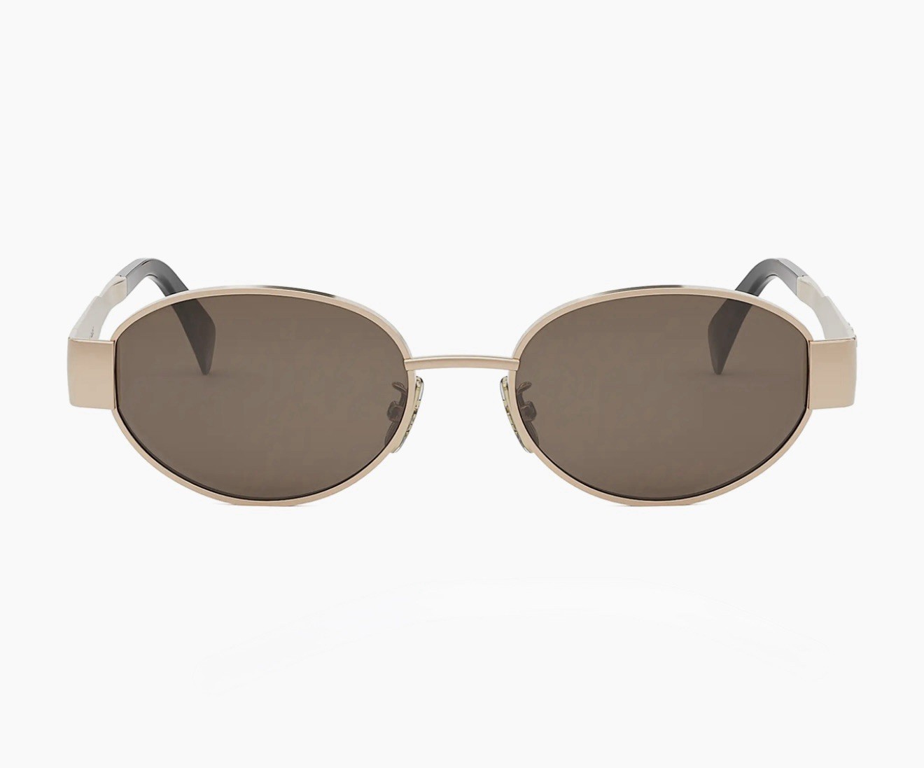 Celine CL40235U 28E Triomphe Metal Oval Sunglasses Rose Gold Brown AUTHENTIC