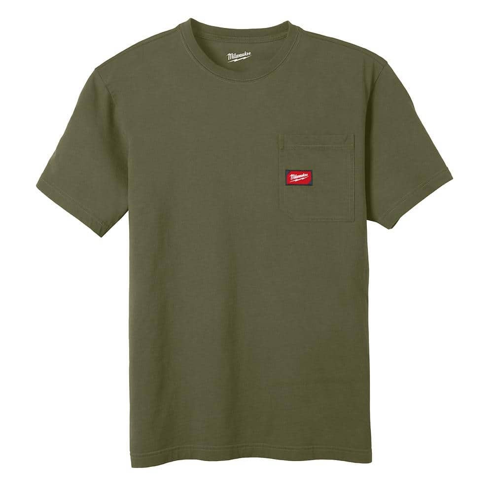 Milwaukee Men’s Medium Green GRIDIRON Cotton/Polyester Pocket T-Shirt