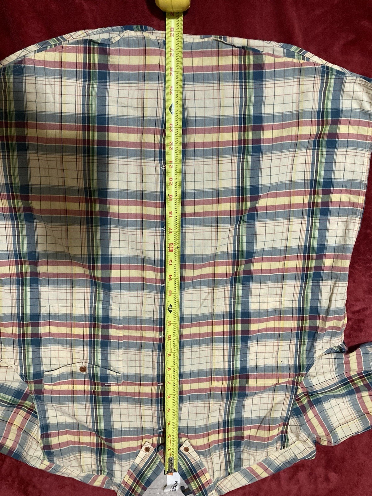 Ben Sherman Plectrum XXL Beige Plaid Long Sleeve Button Up 24in Pit To Pit