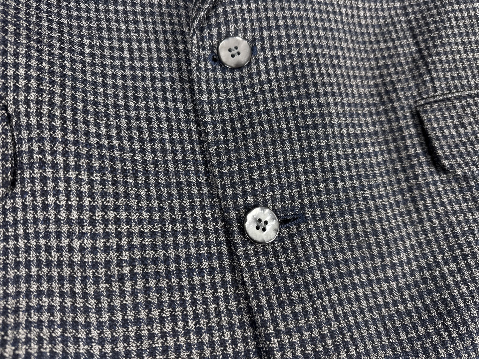 Versini 42R Silk Wool Blazer Grey Houndstooth Tailored Jacket 55% Silk 45% Wool
