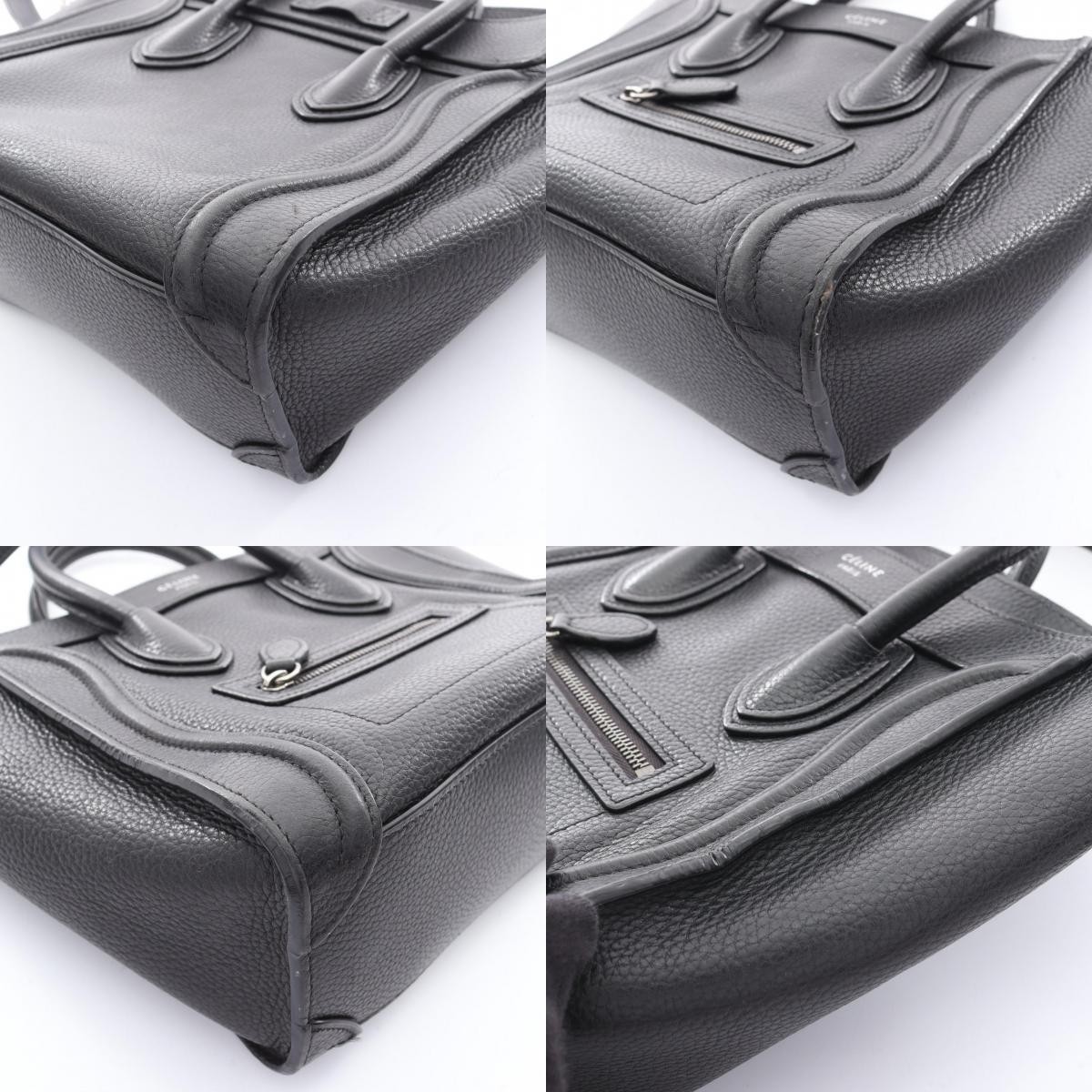 CELINE Luggage Nano Shopper Shoulder Crossbody Handbag 168243 leather Black Used