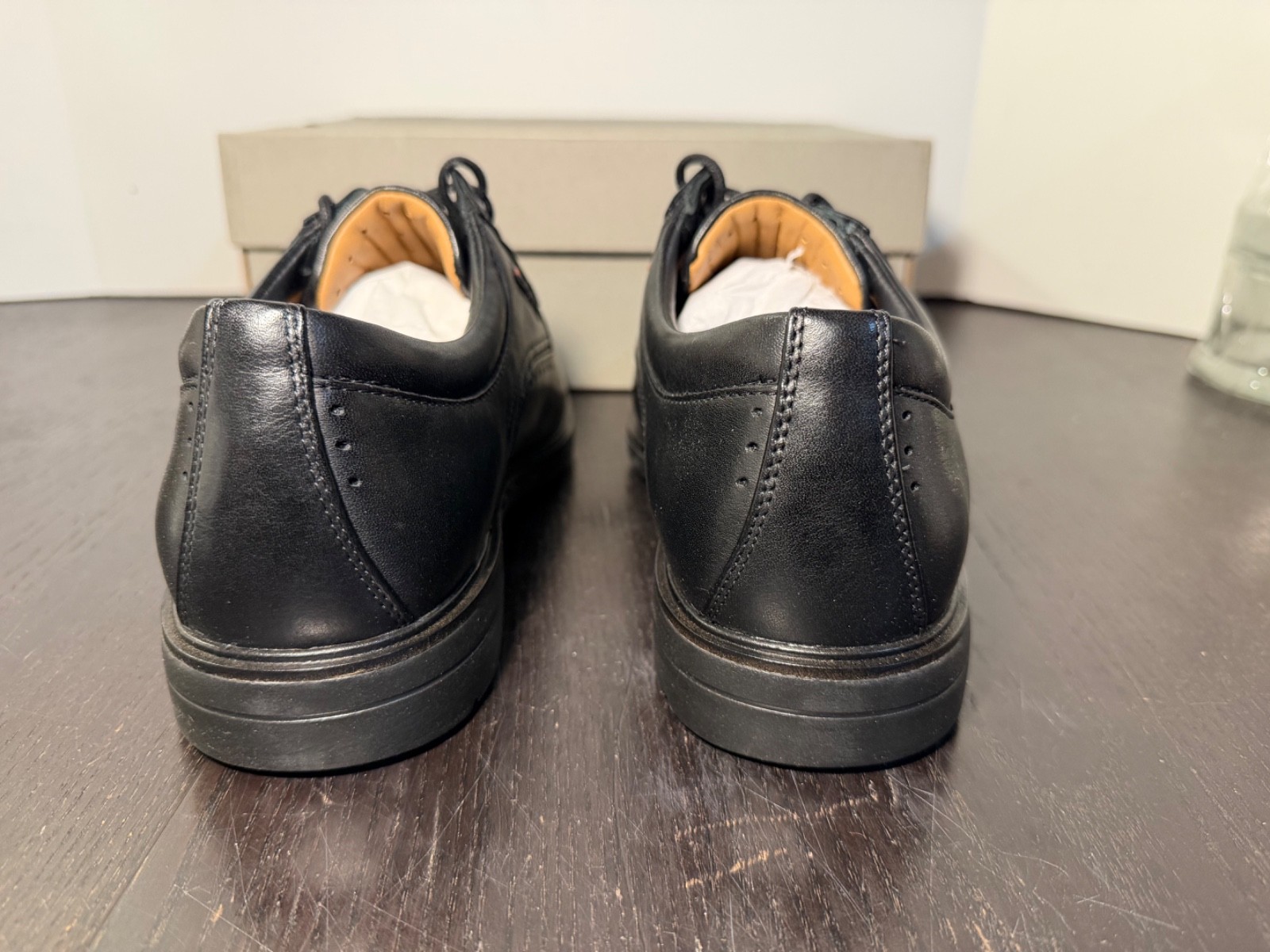 Clarks Un Kendric Way Leather Dress Shoes Black Mens 8W (Wide)